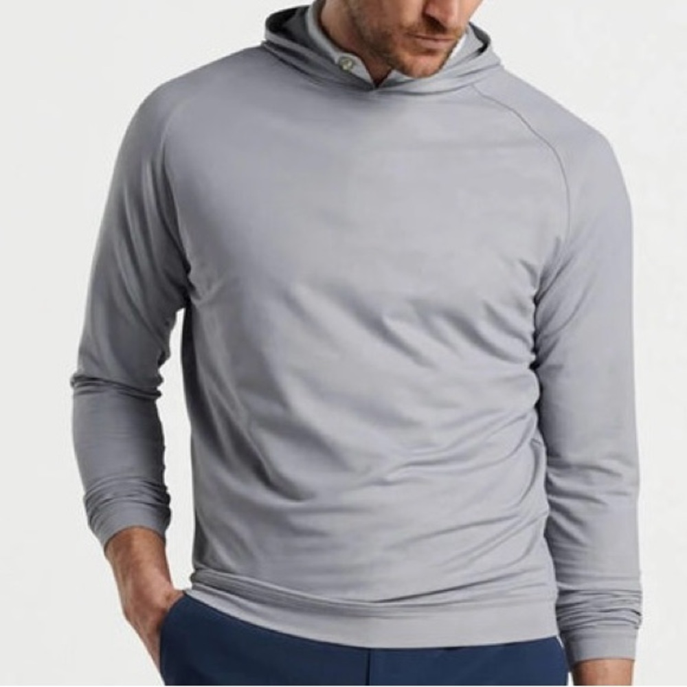 Peter Millar Gale Gray Pine Logo Camo Performance Hoodie MS24EK45A Golf - Picture 2 of 6
